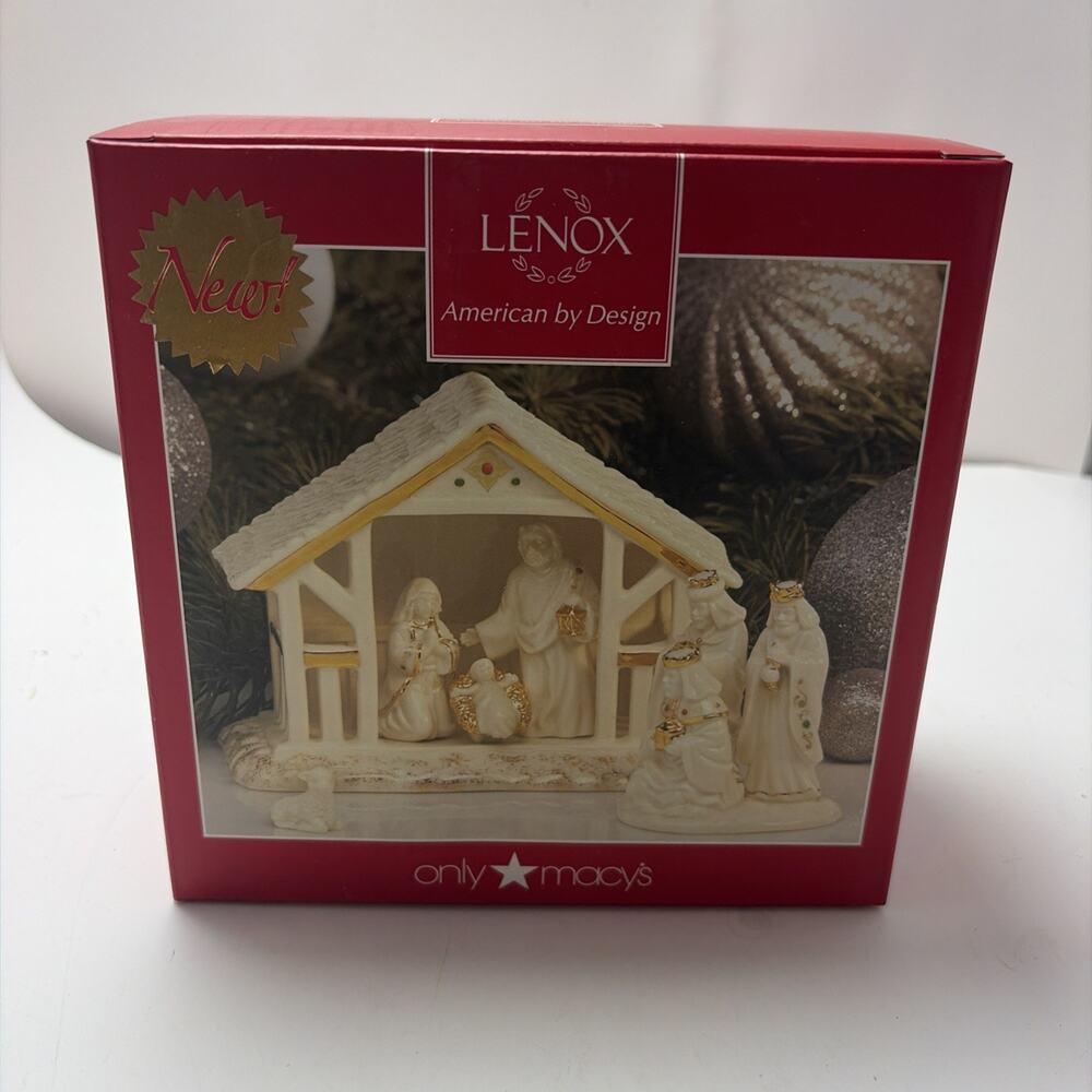 NEW LENOX Mistletoe Park Series Manger Nativity 6 Piece set Village Treasures